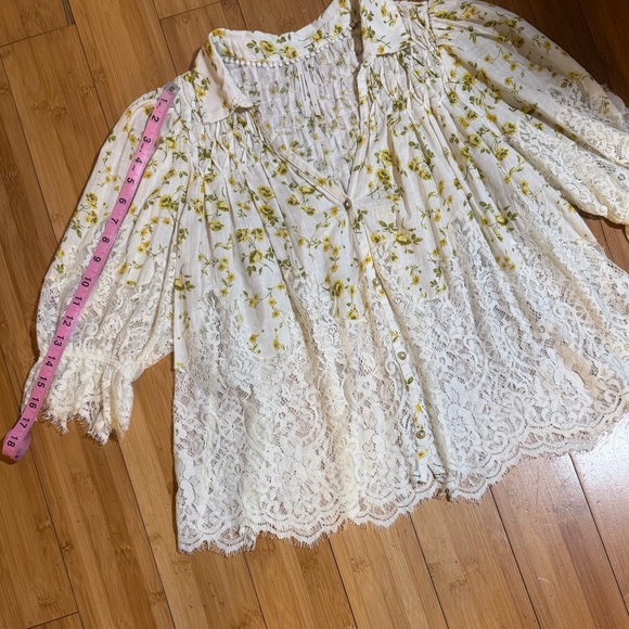 Anthropologie Ethereal Dainty Ditsy Floral Victorian Lace Cottage Blouse Size S - Picture 15 of 16
